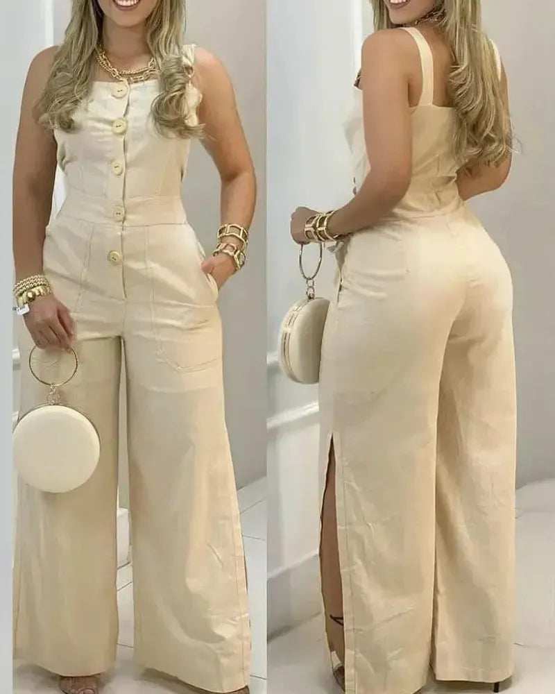 Macacão Feminino Longo com Fenda