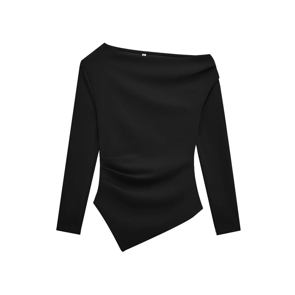 Blusa Feminina Assimétrica Manga Longa