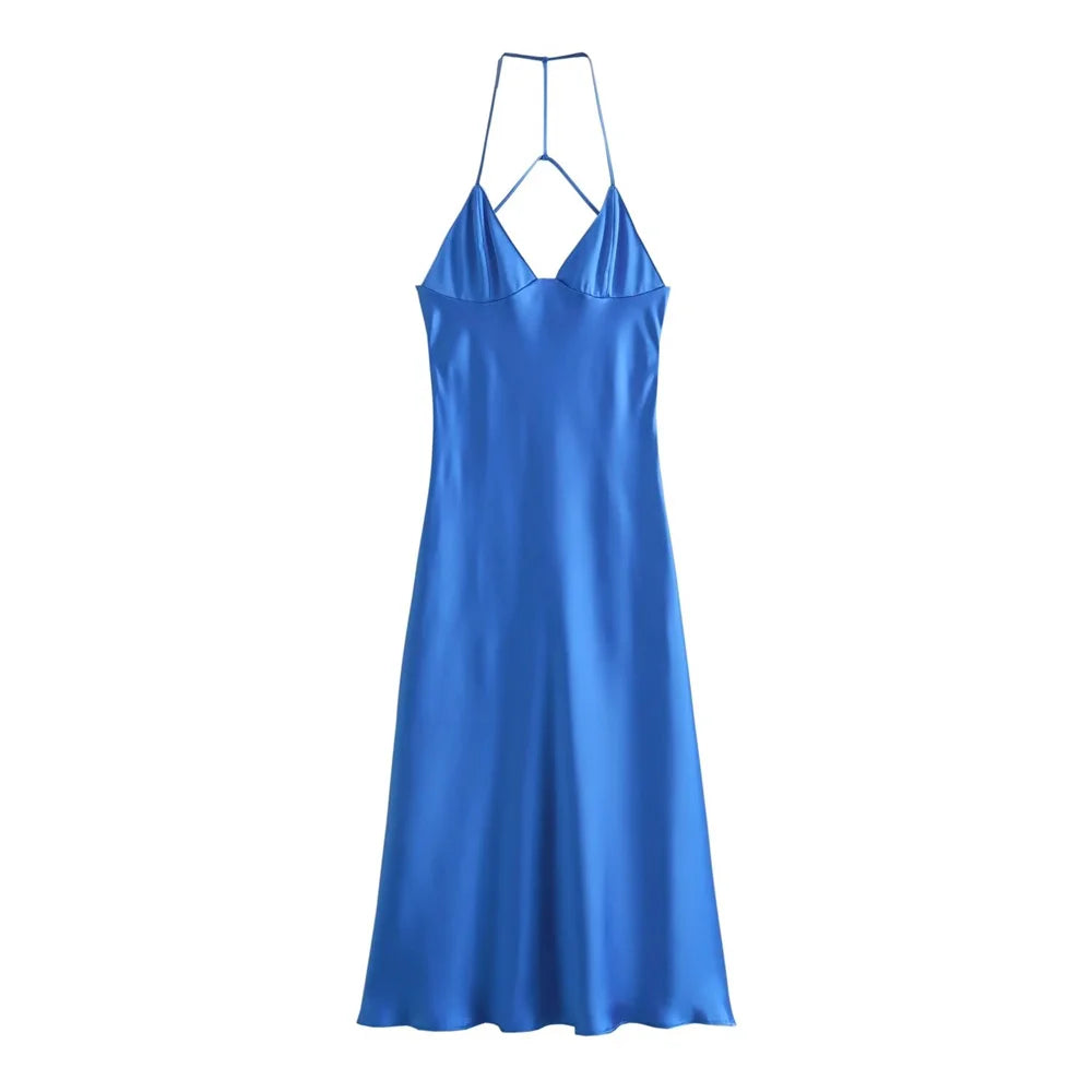 Vestido de Alça com Decote nas Costas
