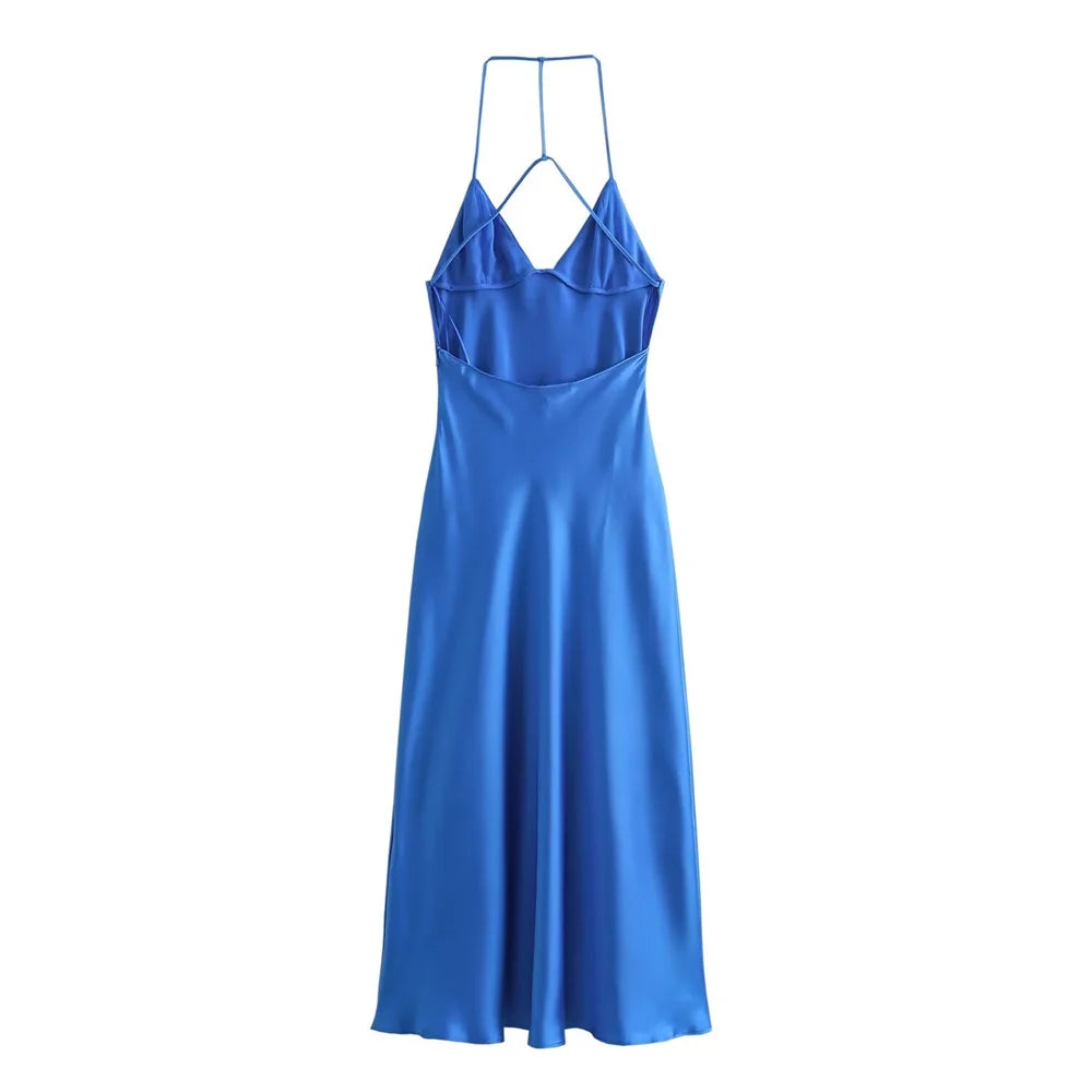 Vestido de Alça com Decote nas Costas