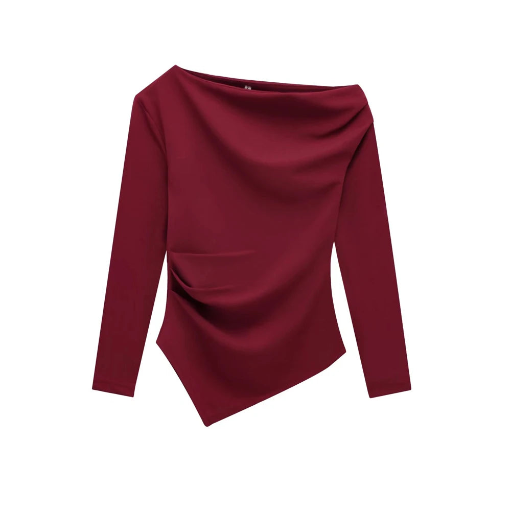 Blusa Feminina Assimétrica Manga Longa