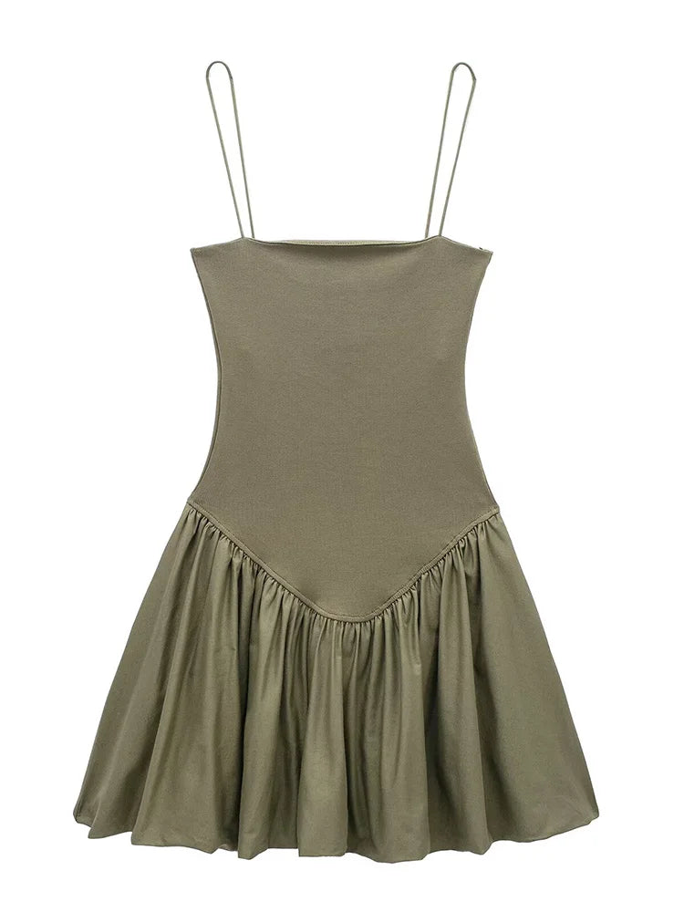 Vestido de Alça Fina com Babado